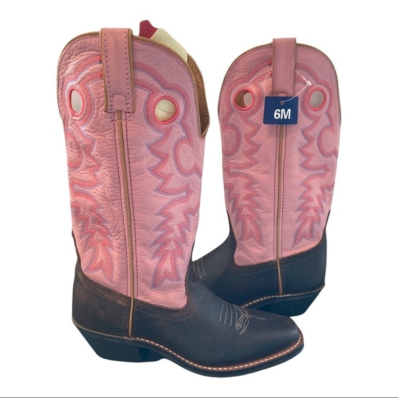 NWT Masterson sz 6 pink brown leather embroidered cowgirl boots - Picture 1 of 16